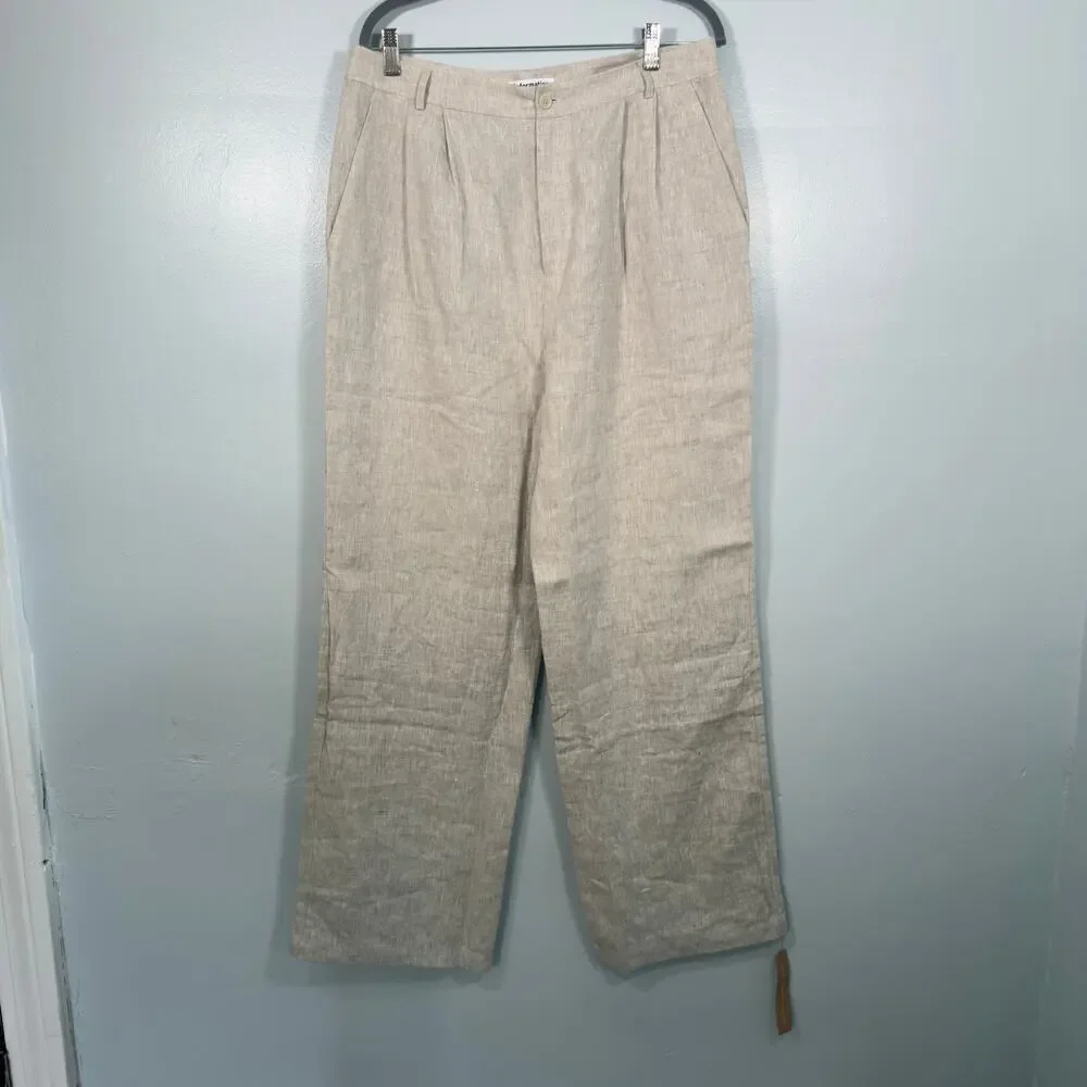 Reformation Linen Oliva 2 Piece Set Size 12 Beige Oatmeal NEW